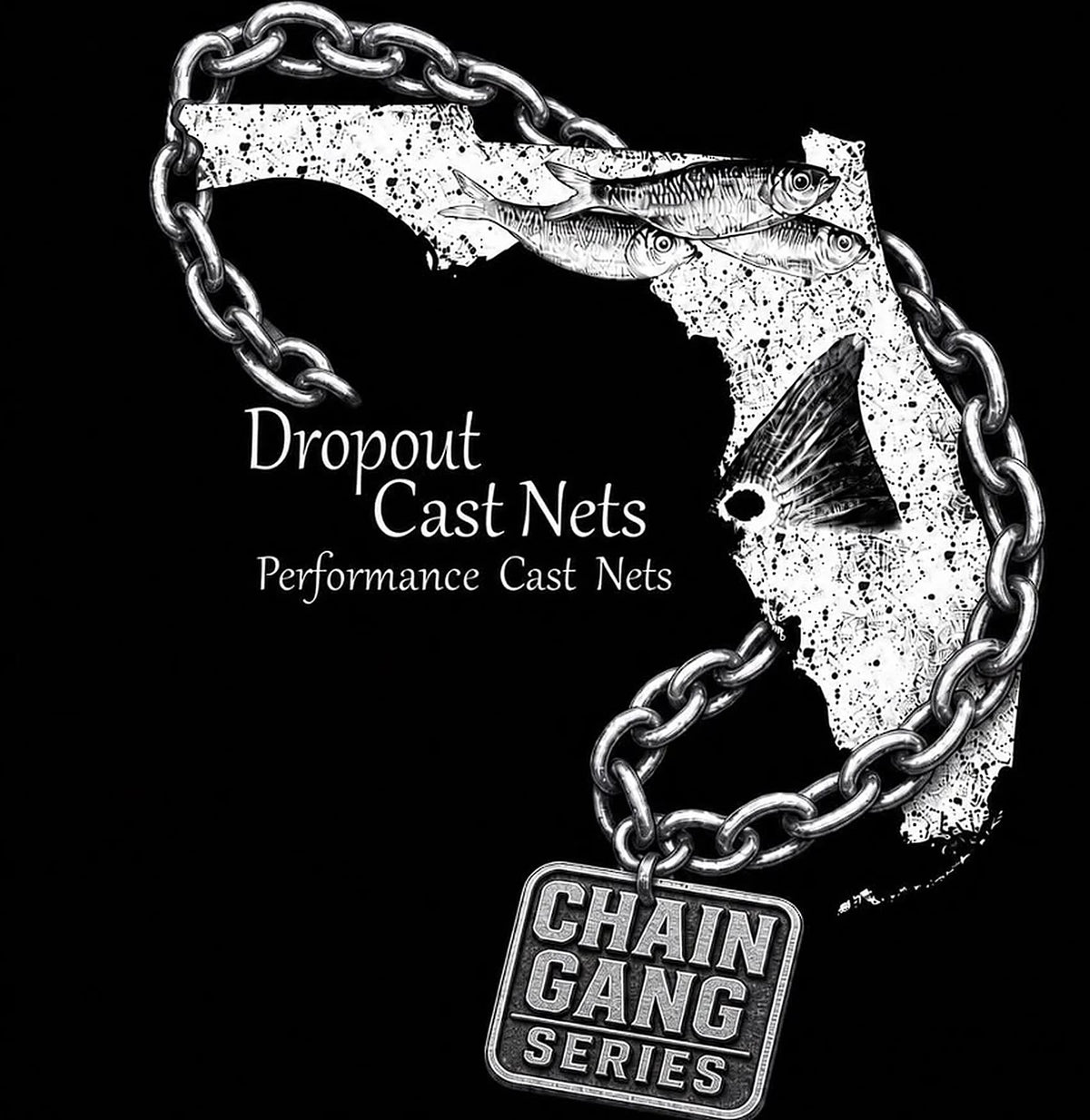 Dropout Cast Nets Chain Gang Series logo: Florida wrapped in a chain