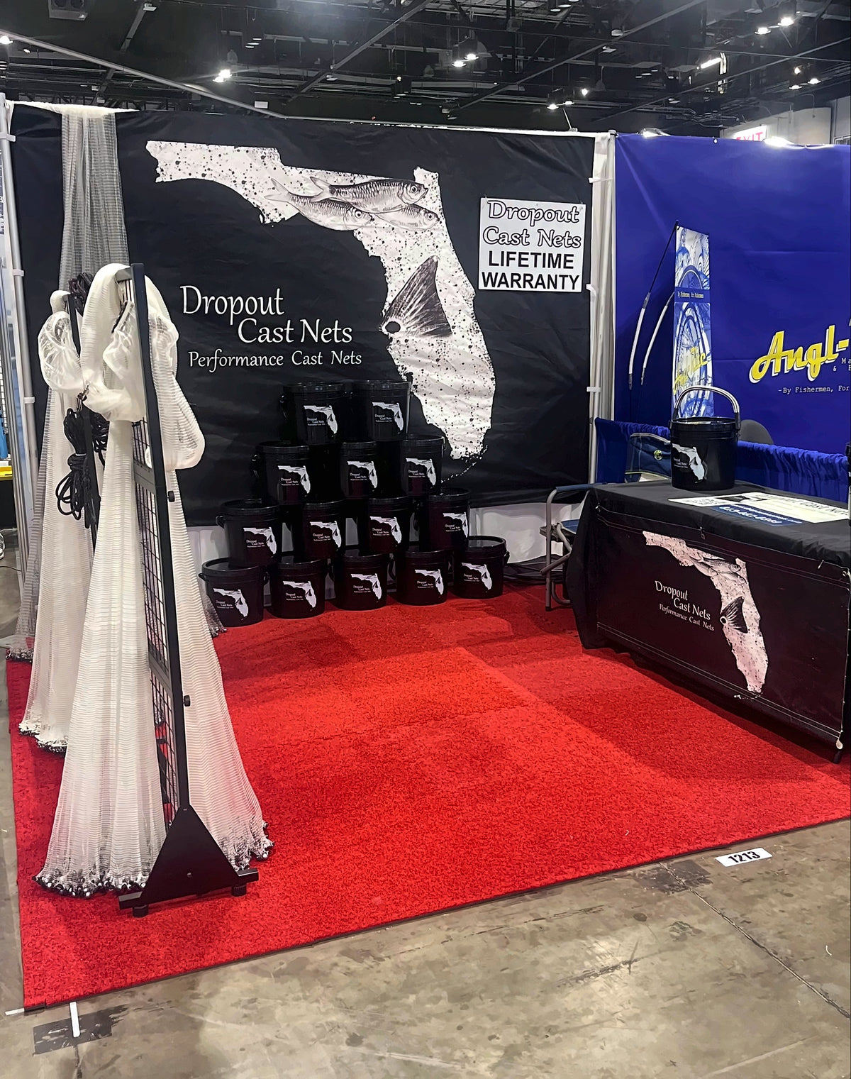 Dropout Cast Nets booth at a fishing show